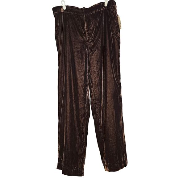 A New Day recycled polyester brown velvet velour flat front pants sz 14 NWT - Picture 2 of 9